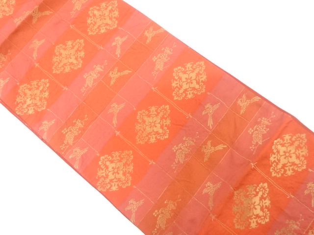 JAPANESE FUKURO OBI / WOVEN FLOWER & BIRD